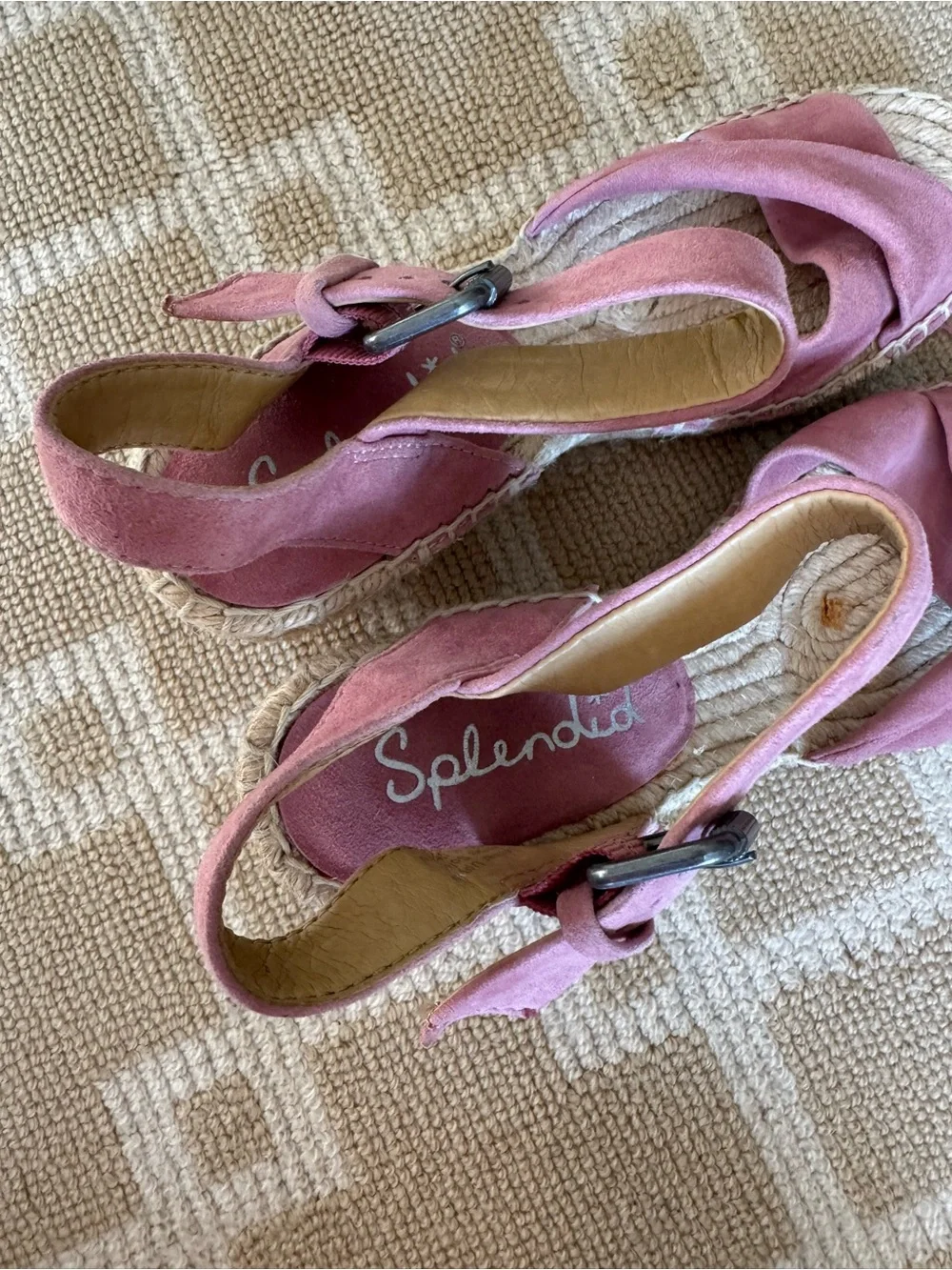 Splendid Pink Suede Espadrille Wedge Sandals Ankle Strap Summer Shoes Size 7